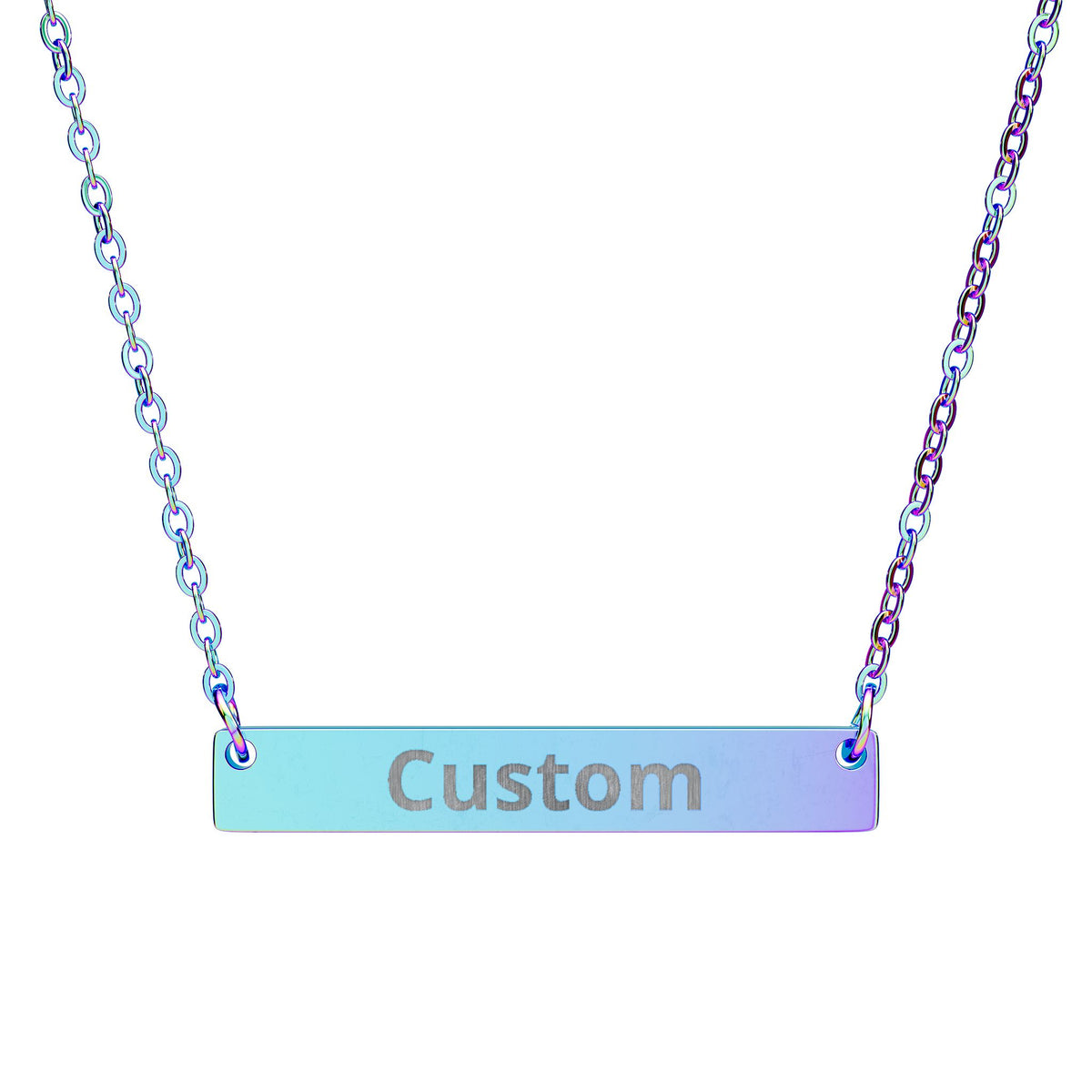 Personalized Horizontal Bar Necklace — Custom Engraved Name Pendant