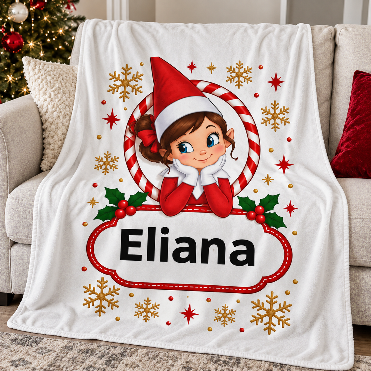 Girl elf on the shelf blanket