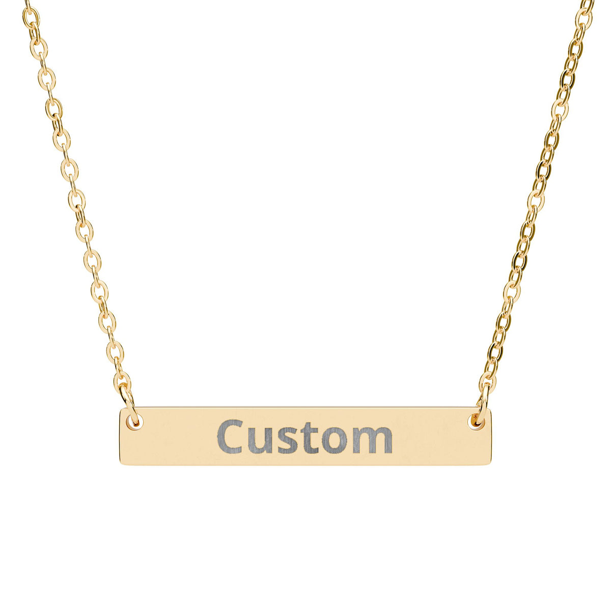 Personalized Horizontal Bar Necklace — Custom Engraved Name Pendant