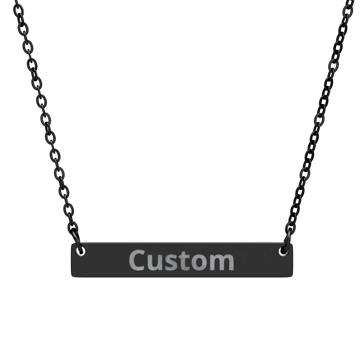 Personalized Horizontal Bar Necklace — Custom Engraved Name Pendant