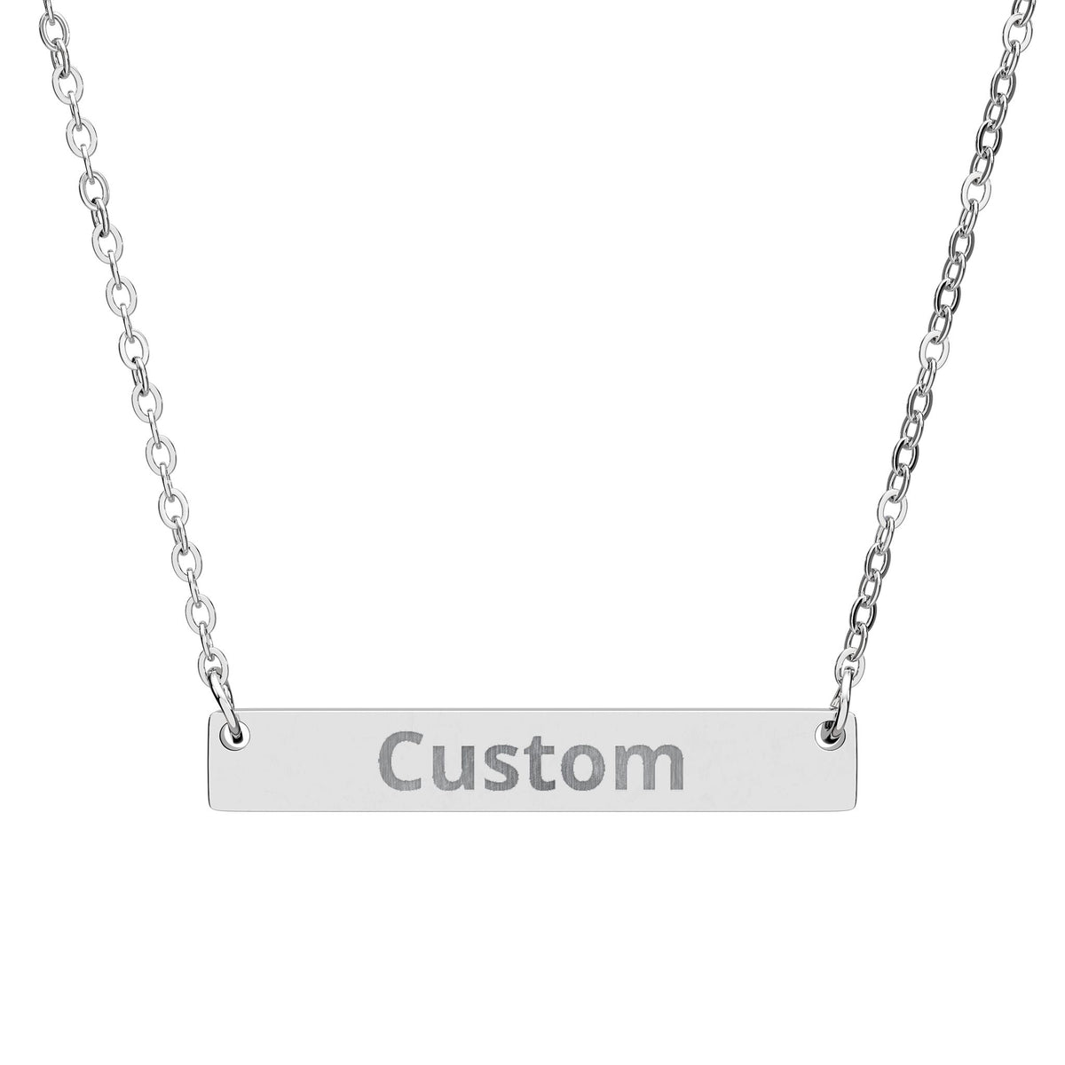 Personalized Horizontal Bar Necklace — Custom Engraved Name Pendant