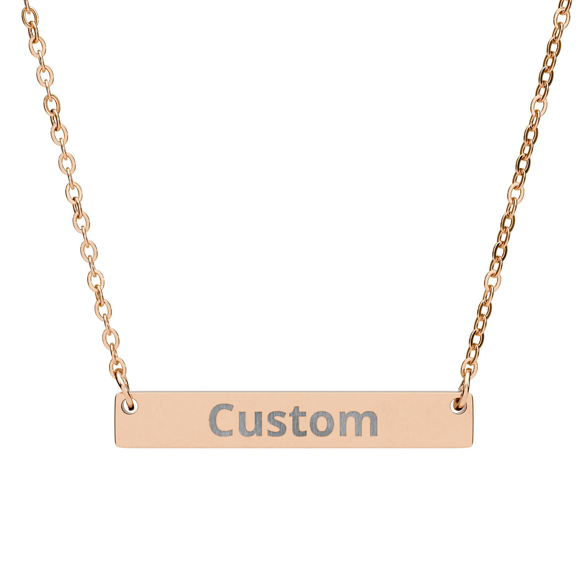 Personalized Horizontal Bar Necklace — Custom Engraved Name Pendant