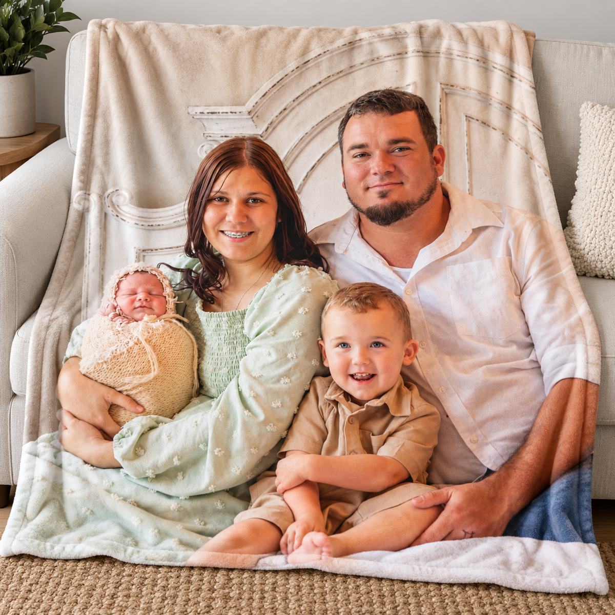 Photo Velveteen Plush Blanket — Personalized Family Picture Throw