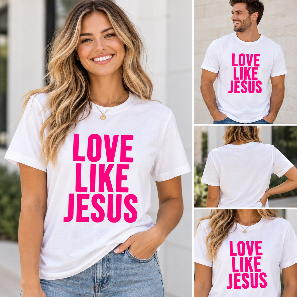 Love Like Jesus T-Shirt — Bold Pink Christian Faith Tee