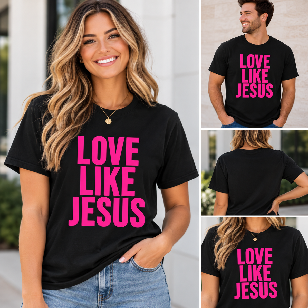Love Like Jesus T-Shirt — Bold Pink Christian Faith Tee